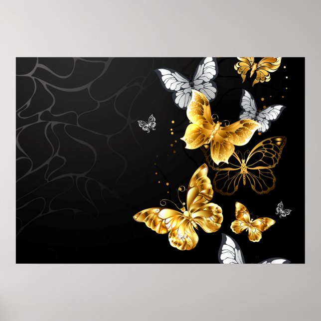 Gold and white butterflies poster (Front)