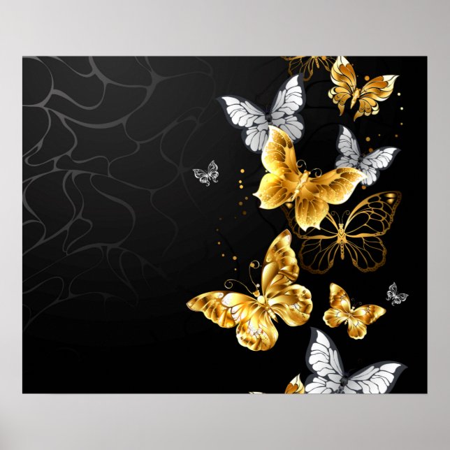 Gold and white butterflies poster (Front)
