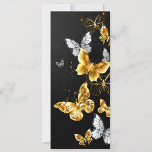 Gold and white butterflies save the date