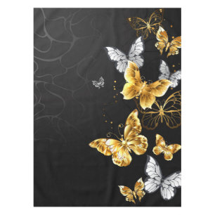 Gold and white butterflies tablecloth