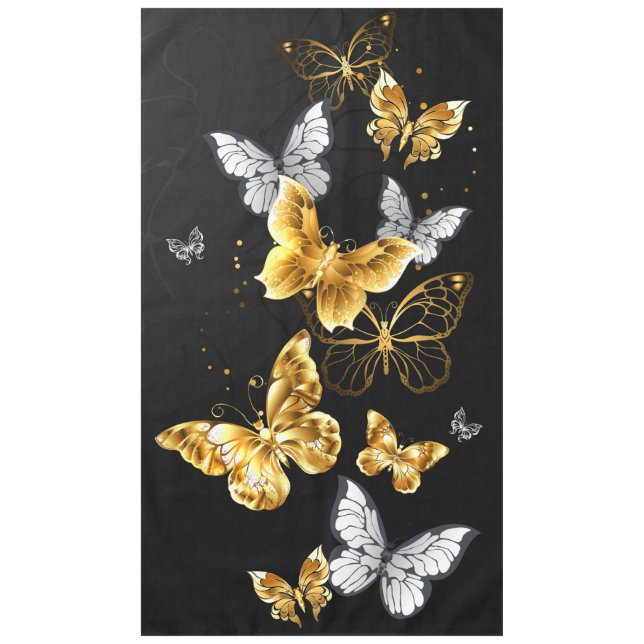 Gold and white butterflies tablecloth (Front)