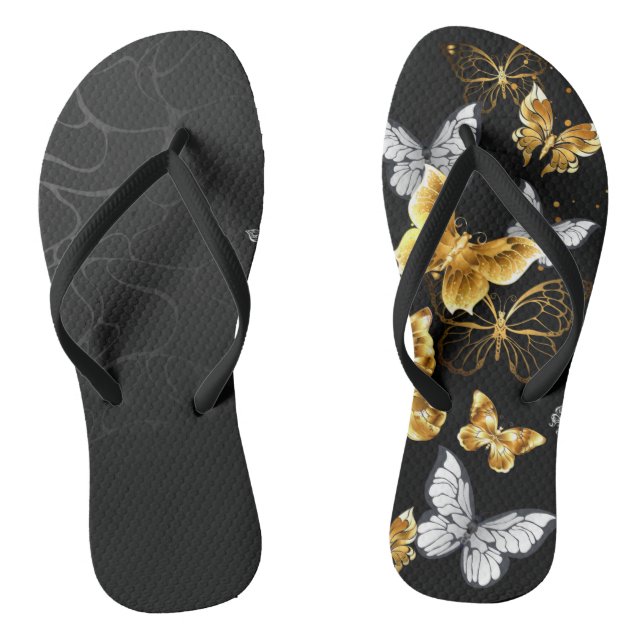 Gold and white butterflies thongs (Footbed)