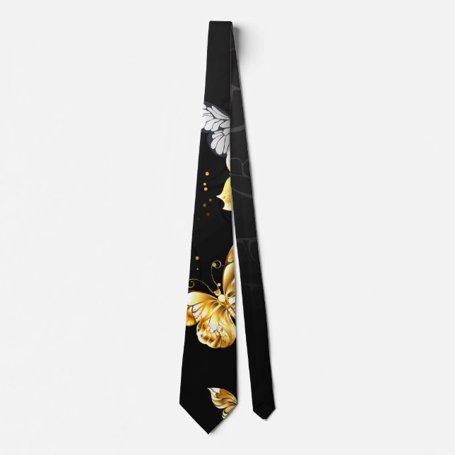 Gold and white butterflies tie (Front)