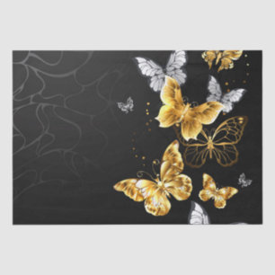 Gold and white butterflies tissue paper