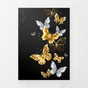 Gold and white butterflies Tri-Fold announcement