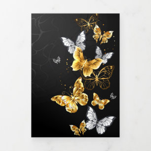 Gold and white butterflies Tri-Fold programme