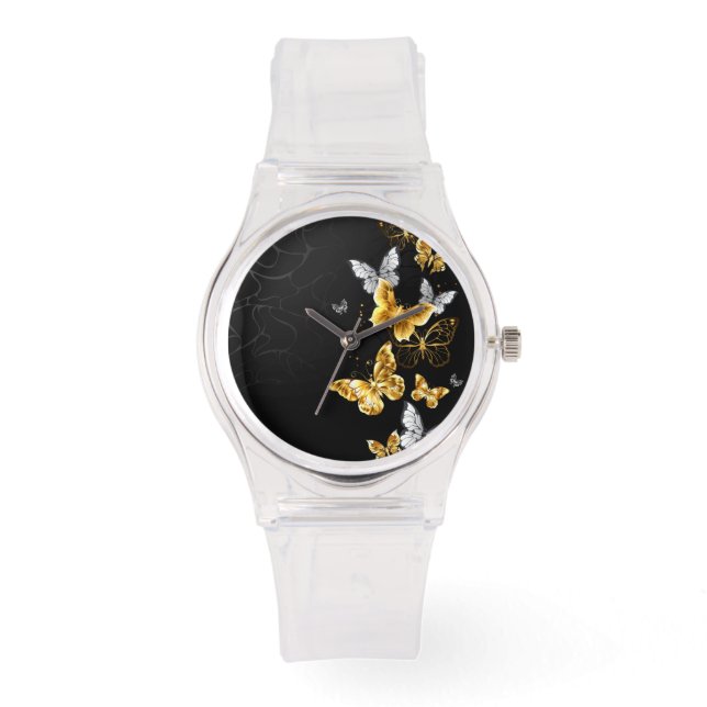 Gold and white butterflies watch (Front)