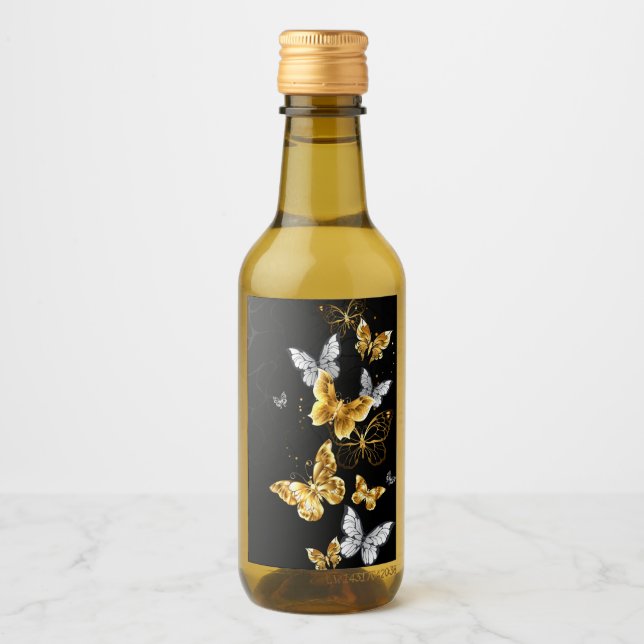 Gold and white butterflies wine label (Front)
