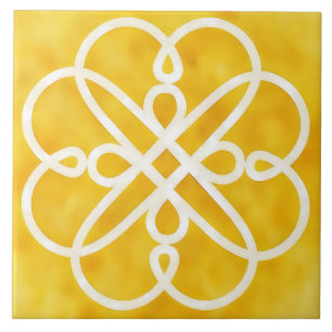 Gold and White Celtic Design Decorative Tile