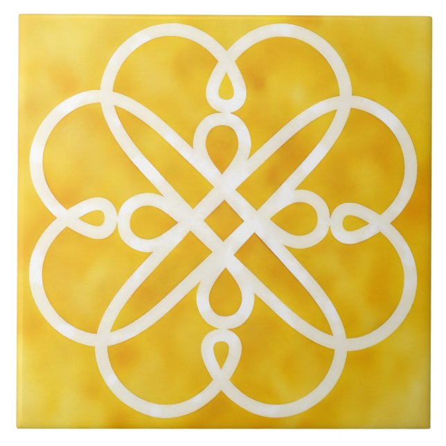 Gold and White Celtic Design Decorative Tile (Front)