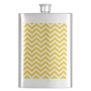 Gold and White Chevron Pattern Hip Flask