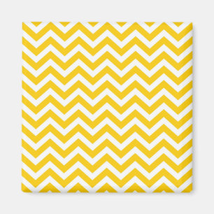 Gold and White Chevron Pattern Magnet