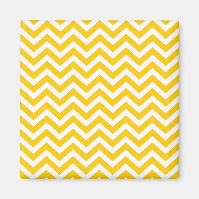 Gold and White Chevron Pattern Magnet (Front)
