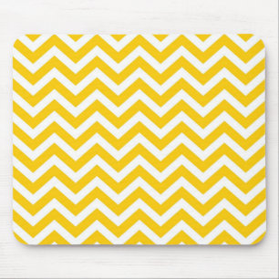 Gold and White Chevron Pattern Mouse Pad