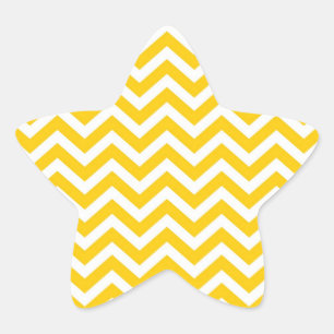 Gold and White Chevron Pattern Star Sticker