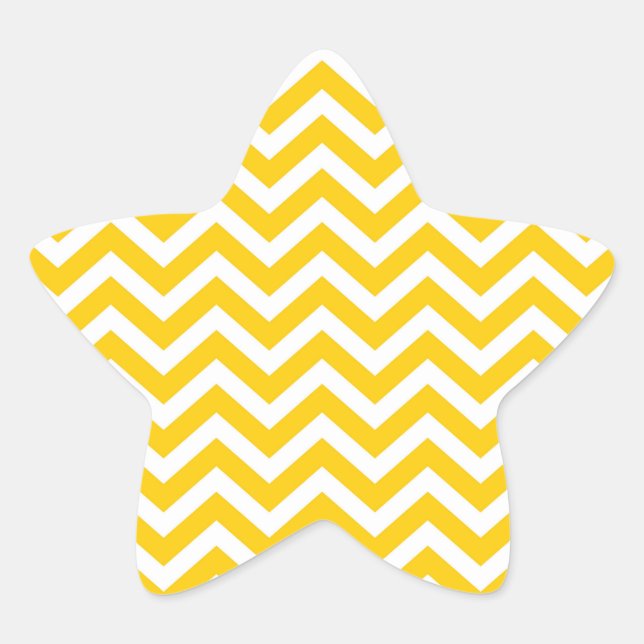 Gold and White Chevron Pattern Star Sticker (Front)
