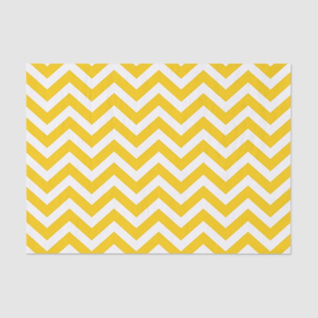 Gold and White Chevron Pattern Tissue Paper (Front)