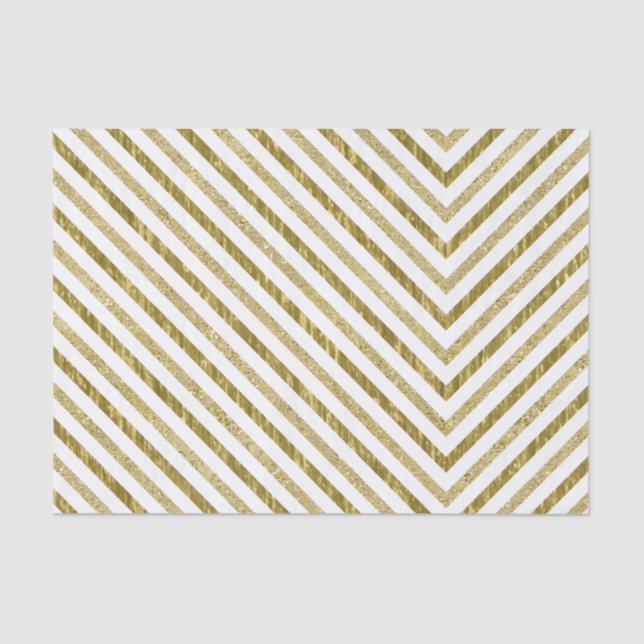 Gold and White Chic Chevron Tissue Paper (Front)