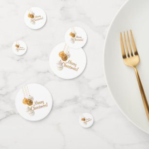 Gold and White Christmas Balls Custom Text Confetti