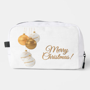 Gold and White Christmas Balls Custom Text Dopp Kit