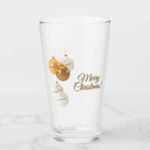 Gold and White Christmas Balls Custom Text Glass