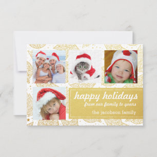 Gold and White Christmas Holiday Photo Cards