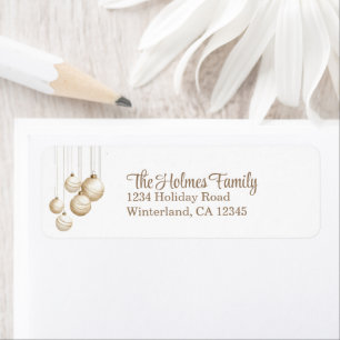 Gold and White Christmas Ornaments Return Address Return Address Label