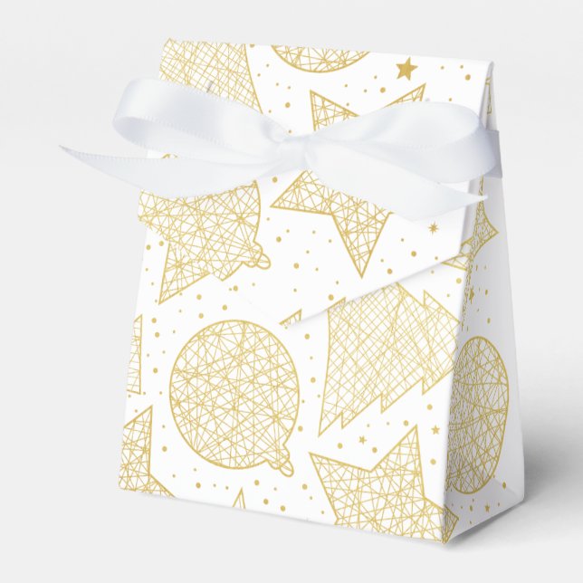 Gold and White Christmas Pattern Gift Box (Front Side)