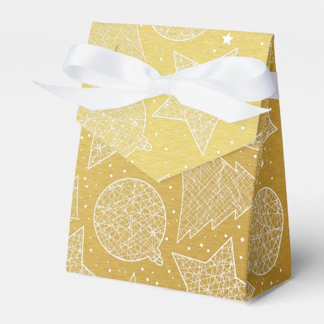 Gold and White Christmas Pattern Gift Box (Front Side)
