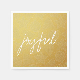 Gold and White Christmas Pattern Paper Napkin Set