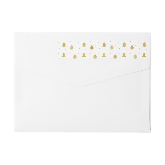 Gold and White Christmas Pines Wrap Around Label (Back)