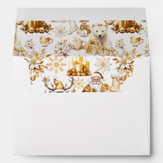 Gold and White Christmas Symbols Envelope (Back (Bottom))