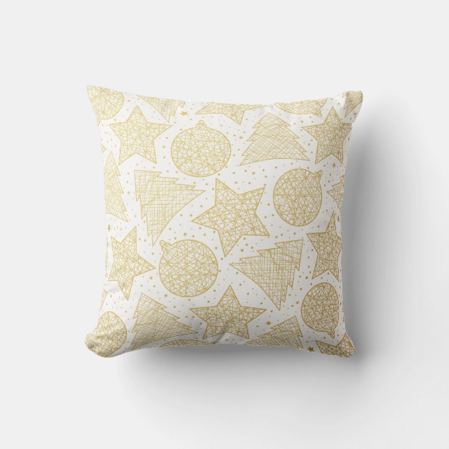 Gold and White Christmas Throw Pillows (Front)