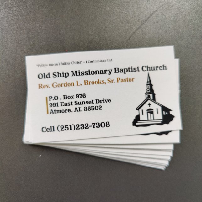Gold and White Church Pastor Business Card (Creator Uploaded)