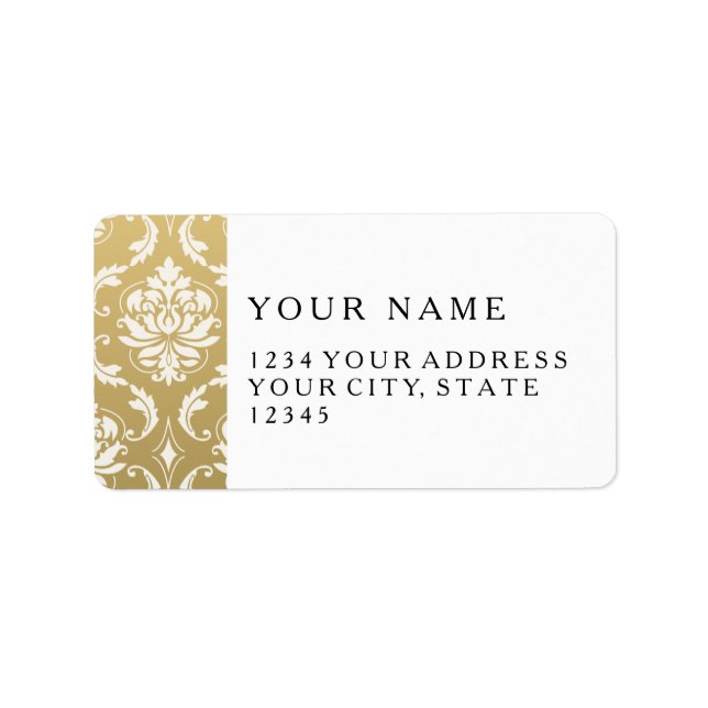 Gold and White Classic Damask Label (Front)