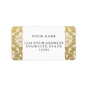 Gold and White Classic Damask Label