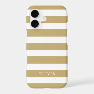 Gold and White Classic Stripes Monogram