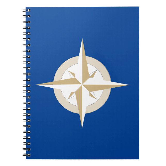 Gold and White Compass on Blue Field Notebook (Front)