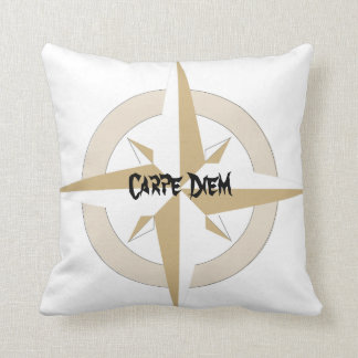 Gold and White Compass on White Cushion