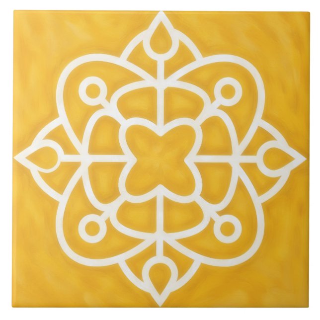 Gold and White Decorative Tile Art (Front)