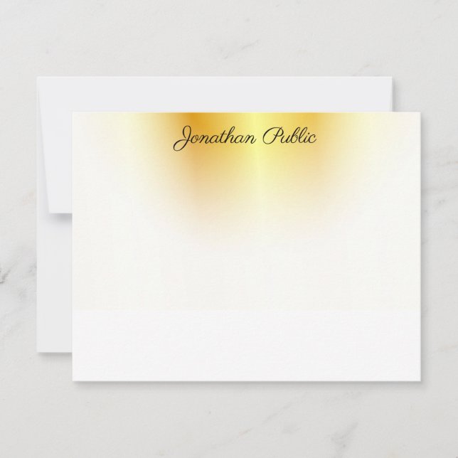 Gold And White Elegant Calligraphed Script Text Card (Front)