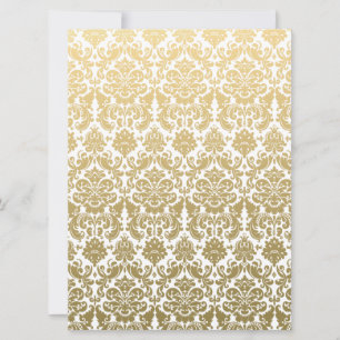 Gold and White Elegant Damask Pattern Invitation