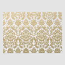 Gold and White Elegant Damask Pattern