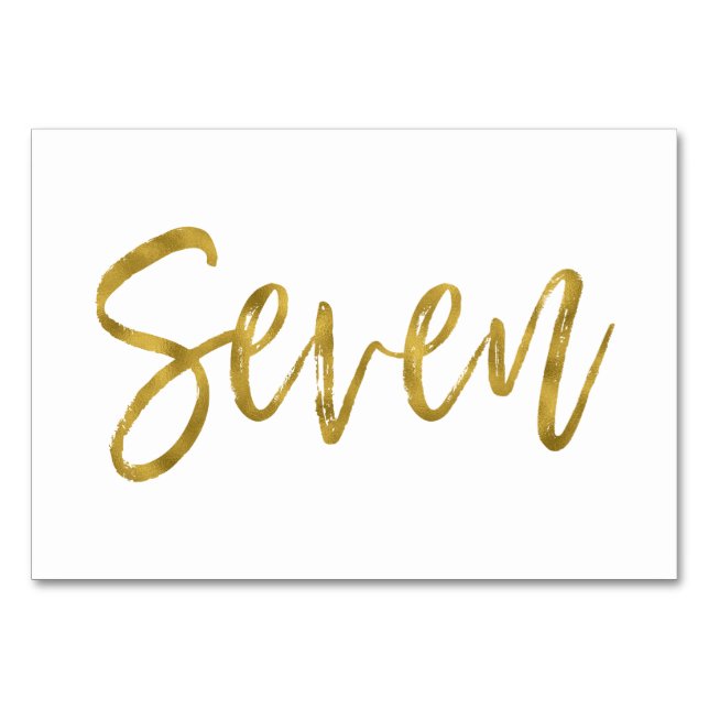 Gold and White Elegant Table Number Seven (Front)