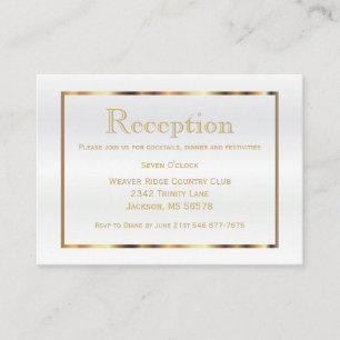 Gold and White Faux Satin - Reception Enclosure Card
