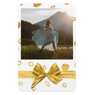 Gold and White Festive Gift Photo Magnet