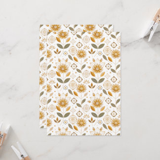 Gold and White Floral seamless pattern Invitation