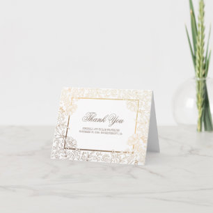 Gold and White Floral Vintage Wedding Thank You Card