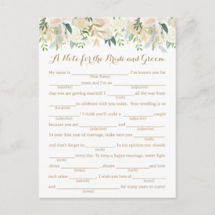 Gold and White Flower Wedding Advice Cards