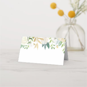 Gold and White Flower Wedding Food Label Cards